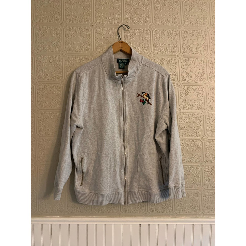 Women's Ralph Lauren - Vintage Zip Up Sweatshirt - Gray - 2XL